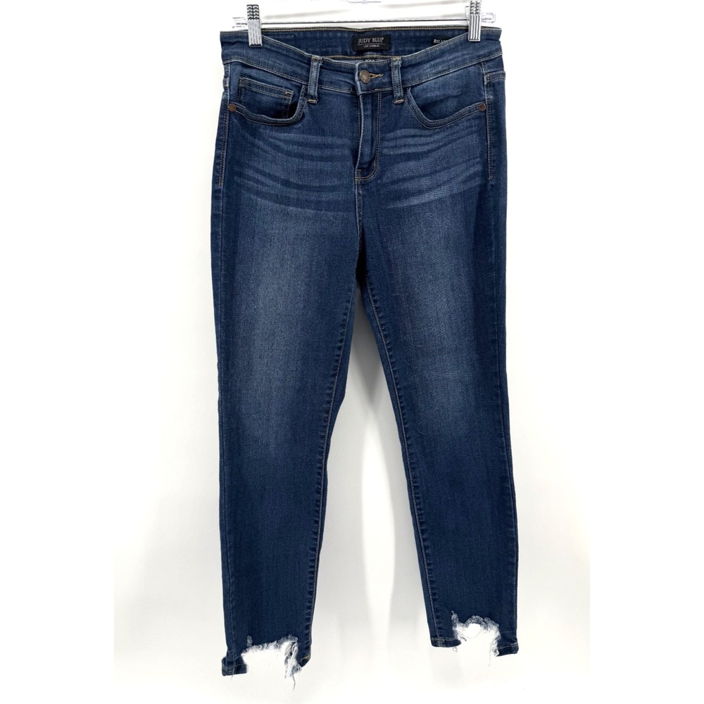 Judy Blue Relaxed Fit Jeans Women 7/28 Stretch Distressed Destroyed Crop Ankle